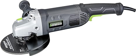 Genesis Angle Grinder 15 Amp 7 Inch 8,500 RPM Corded with 3-Position Side Handle, Wheel Guard and Grinding Wheel and 2 Year Warranty (GAG1570)