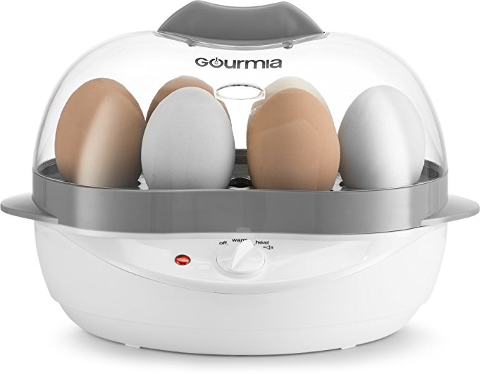 Gourmia GEC175 Electric Egg Cooker - Soft, Medium or Hard Boil - Poacher and Steamer Trays - 6 Egg Capacity - Steaming Shelf for Bread and Vegetables - Create Unique Recipes