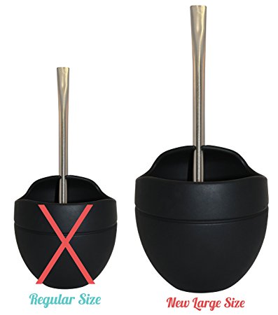 Extra Large Yerba Mate Silicone Gourd and Bombilla Combo (14 Oz. Gourd) (Black on Black)