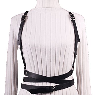 Wyenliz Women's Waist Belts Punk Harajuku Faux Leather Harness Straps Adjustable