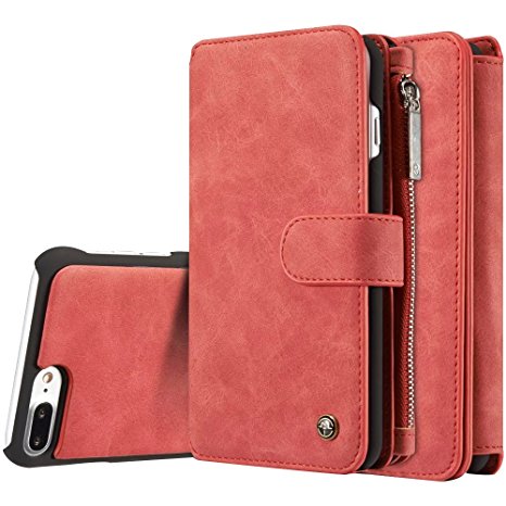 Harrms Leather wallets phone case iPhone 6/iPhone 6S/iPhone 6 Plus/iPhone 6S Plus/iPhone 7/iPhone 7 Plus,12 Card Slot Series Premium Flip Wallet Case Cover With Detachable Magnetic Hard Case