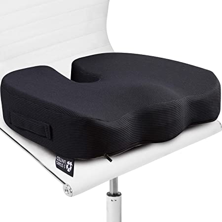 Seat Cushion Pillow for Office Chair - 2 Pack - 100% Memory Foam - Firm Coccyx Pad - Best for Adults 150-220 lbs - Tailbone, Sciatica, Lower Back Pain Relief