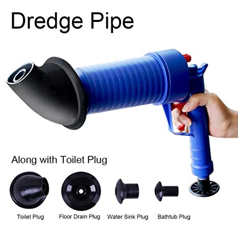 Fdit Toilet Plunger, High Pressure Manual Powerful Toilet Cleaner Clogged Drain Buster With Four Suckers for Sink Bathtub Basin (Blue)