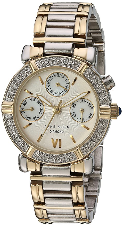 Anne Klein Women's 10-7899MPTT Diamond Accented Multi-Function Two-Tone Watch