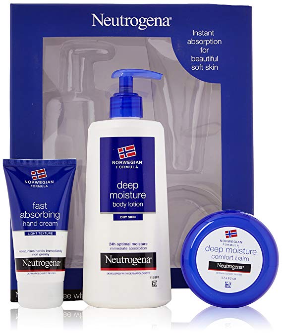 Neutrogena Norwegian Formula Deep Moisture Gift Set, Includes: Body Lotion, Comfort Balm and Fast Absorbing Hand Cream