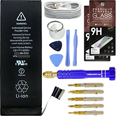 Cell Phone DIY Premium Battery Replacement for iPhone 5S & 5C   Accessory Kit - [0 Cycle] New Battery, [Set of 2] Cell Phone DIY Screen Protectors, [1M/3ft] USB Charger Cable & Professional Tool Kit