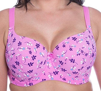 Floral Underwired Balconette Bra Plus Size Large Bosom Sizes 34D to 46J