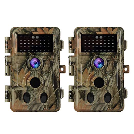 BlazeVideo 2-Pack 16MP 1080P Trail Game Cameras with Night Vision Motion Activated Waterproof IP66 No Glow Infrared IR Wildlife Deer Hunting Cam Video Tracking & Monitoring 0.2S Trigger Speed