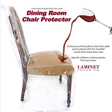 LAMINET Heavy-Duty Crystal-Clear Dining Chair Protectors - Protects Your Dining Room Chair ALL-OVER from Dust, Dirt, Spills, Pet Hair and Dander, Paws and Claws! SET OF 4 - 41”BH x 20"FH x 20”W x 22"D