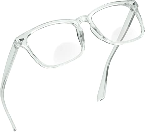 Bifocal Reading Glasses with Clear Lenses, Spring Hinge Blue Light Blocking Glasses for Women/Men ( 0.00/ 1.50 magnification)