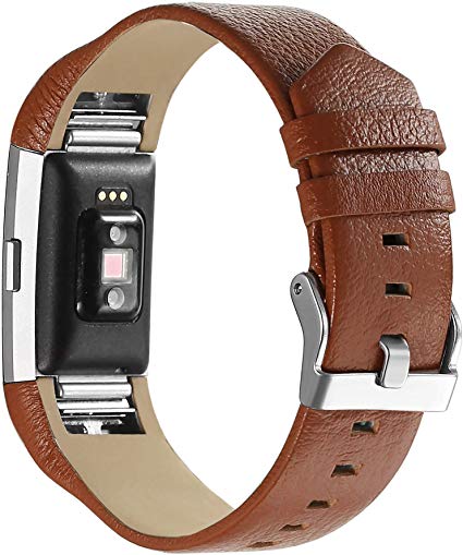bayite Leather Bands Compatible with Fitbit Charge 2, Replacement Accessories Straps Women Men