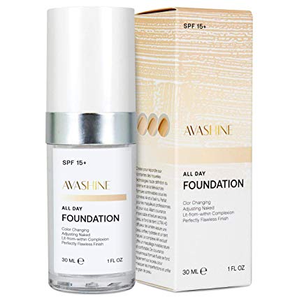 Avashine Color Changing Foundation, Liquid Foundation Cream, BB cream, Fragrance-Free, SPF 15, 30ml, Warm Skin Tone, Lightweight, All-Day Flawless Foundation Makeup