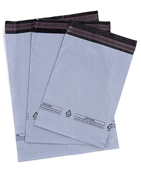 20 Grey Mailing Bags / Postal Sacks / Plastic Envelopes 400mm x 525mm - 16" x 21" 'T' Range With Suffocation Notice