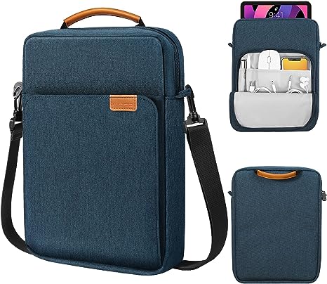 MoKo 12.9 Inch Tablet Sleeve Bag, Compatible with iPad Pro 12.9 M2 2022/2021/2020, Surface Laptop Go 12.4", Galaxy Tab S8 /S9  12.4" 2022/2023, Handle Carrying Case with Shoulder Strap, Indigo