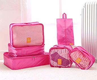 6 Set Packing Cubes - Travel Organizers with Laundry Bag