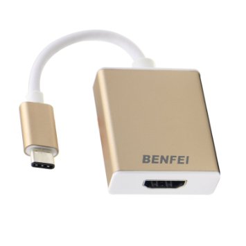 USB-C Digital AV Multiport Adapter | BENFEI USB C(Type-C) to HDMI Adapter 4K for Apple New Macbook Chromebook Pixel, Microsoft Surface Pro(Golden)