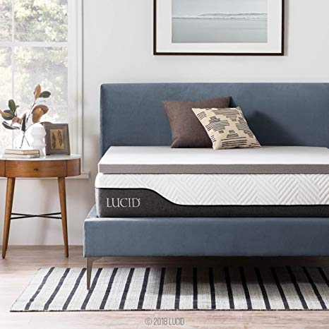 Lucid 2 Inch Bamboo Charcoal Memory Foam Mattress Topper - Twin XL