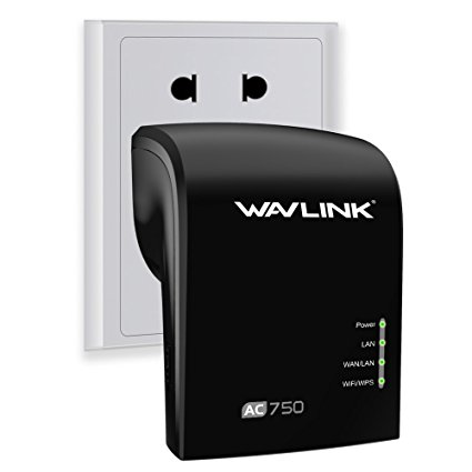 Wavlink AC750 Wifi Range Extender Access Point Wireless Repeater Dual Band (2.4GHz 150Mbps  5Ghz 433Mbps) Wifi Signal Booster US Plug -Black