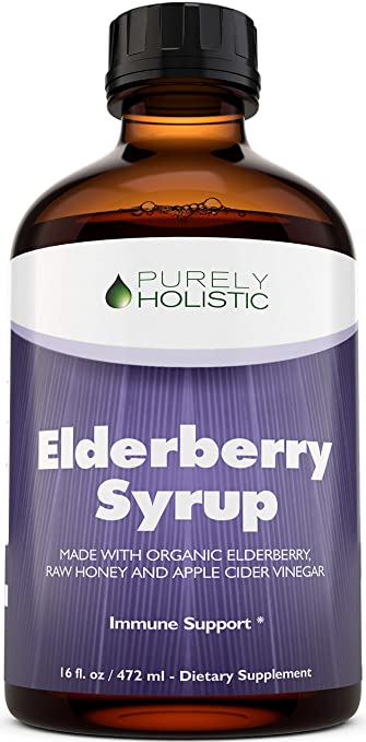 Elderberry Syrup - 50% More 16 fl oz - with Organic Black Sambucus Elderberry, Apple Cider Vinegar, Raw Honey, Propolis & Echinacea - Immune Support and Immune Booster for Adults & Kids