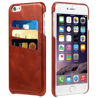 iPhone 6s Plus  6 Plus Case Benuo Card Slot Vintage Series Genuine Leather Soft Corrected Grain Leather Case Wallet Style 3 Card Slots Leather Case Back Cover for iPhone 6 Plus  iPhone 6s Plus 55 inch Brown