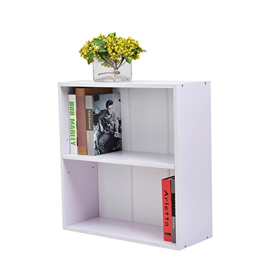 Homcom Wooden Wood 2 Tier Storage Unit Chest Bookshelf Bookcase Cupboard Cabinet Home Office Furniture New (White)