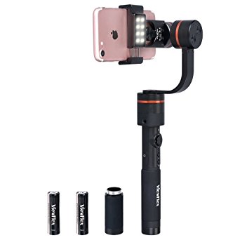 ViewFlex S PRO 3 Axis Smartphone Handheld Camera Video Gimbal Stabilizer for iPhone X/8plus/7Plus/6sPlus/6Plus/8/7/6s, Samsung Galaxy S8  /S8/S7/S6/Note 8, with APP Control, Zooming Auxiliary Light