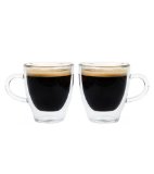 Grosche Turin Double Walled Hand Blown Glass Espresso Cups 140ml 47 Oz Set of 2