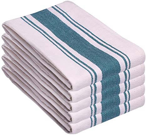 Cotton Talks Kitchen Towels - Pack of 5 Dish Towels Cotton - 18 x 28 inches Holiday Kitchen Towels - Extra Absorbent Dish Towels for Kitchen - Soft Hand Towels Kitchen - 100% Pure Cotton Fabric Teal