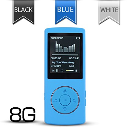 Lecmal Portable MP3/MP4 Player 8 GB with Mini USB Port , Multifunctional MP3 Player / MP4 Player Music Player Voice Recorder Media Player Flash Disk 1.81 " LCD (Blue)