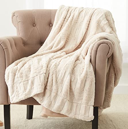 Pinzon Faux Fur Throw Blanket - 63 x 87 Inch, Ivory