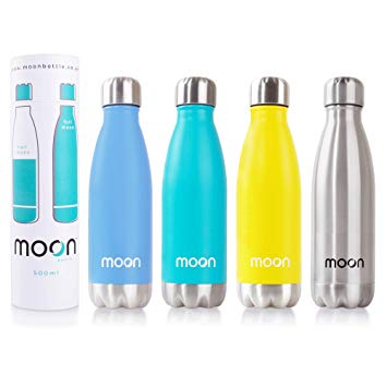 Moon Bottle – Double Walled, Insulated Thermos Flask - Premium Grade Stainless Steel Water Bottles - 500ml 260ml - 12 Hours Hot, 24 Hours Cold