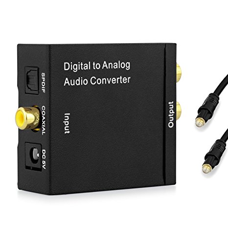 Neoteck DAC Digital to Analog Audio Converter Optical Coaxial Toslink Signal to Analog Audio Adapter RCA L/R with 3.5mm Jack Output for HDTV Blu Ray DVD Sky HD XBox 360 PS3 Amazon Fire TV Box