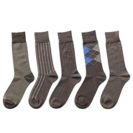 Feetalk Modal Cotton Odor Resistant Business Dress Men's Crew Socks 5 Pack