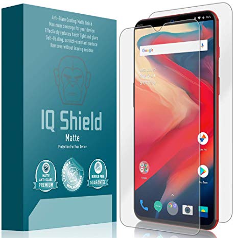 OnePlus 6T Screen Protector, IQ Shield Matte Full Coverage Anti-Glare Screen Protector   Full Body Skin for OnePlus 6T Bubble-Free Film