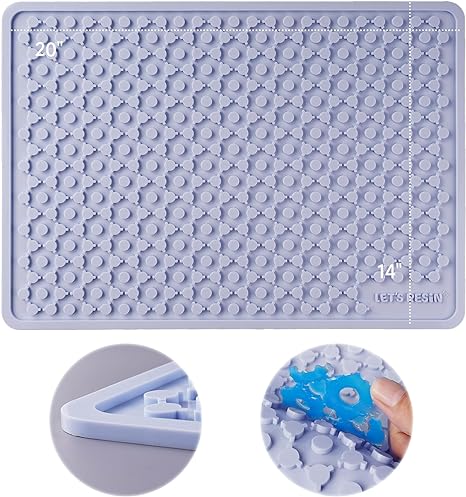 LET'S RESIN Premium Resin Collector Mat,20" x 14"Large Silicone Mat,Easy Cleanup & Heat Resistant Thick Silicone Mats for Crafts,Resin Molds, Epoxy Resin,Playdough Mat,Placemat(Blue)