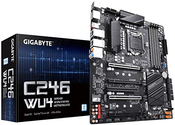 Gigabyte C246-WU4 (Intel C246 Express Chipset/ATX/DDR4/Dual Intel Server GbE LAN/10xSATA3/2xM.2/Server Motherboard)