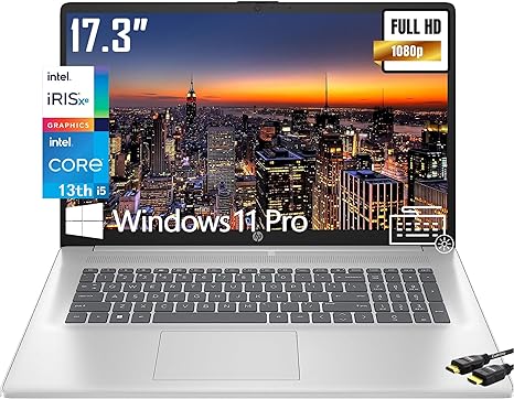 HP 2023 Flagship 17 Laptop, 17.3" IPS FHD(1920 x 1080) Display, 13th Intel 10-Core i5-1335U(Beats i7-1260U), Iris Xe Graphics, Bluetooth 5.3, Backlit KB, Window 11 PRO(20GB|1TB SSD), Silver