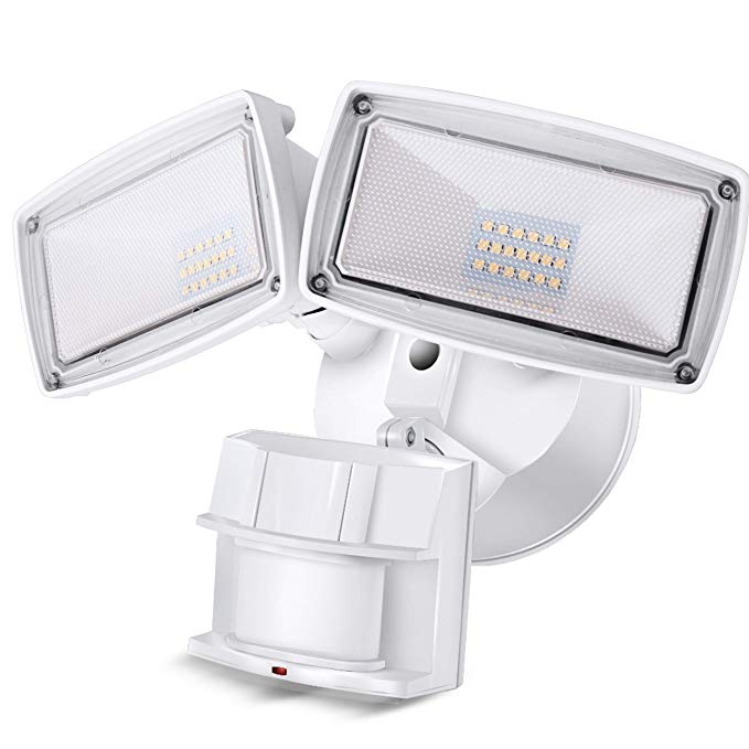 LED Security Light 3000LM, 28W Outdoor Motion Sensor Light, 5500K, IP65 Waterproof, Adjustable Head Flood Light for Entryways, Stairs, Yard and Garage