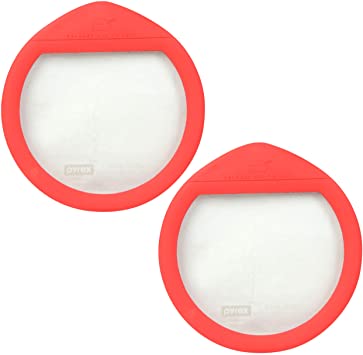 Pyrex Ultimate OV-7402 Red 7 Cup Round Glass Storage Lid - 2 Pack