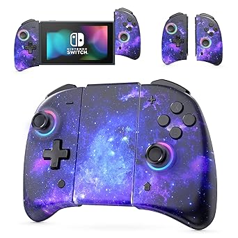 NexiGo Joypad Controller (No Deadzone) Compatible with Switch/Switch OLED, Joypad Controllers with Vibration, Turbo, Mapping and LED Light, Replacement for Joypad Switch (Cosmic Nebula)