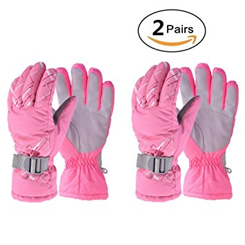 Winter Snow Ski Gloves, HUO ZAO Windproof Waterproof Water Resistant Glove Breathable Protection Mittens Warm Gloves for Outdoor Cycling Snowboard Hiking Mountain Climbing