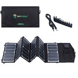 SUNKINGDOM8482 39W 18V Portable Folding Solar Panel Charger With 5V Usb And 18V DC Dual Output Solar Battery Charge for HikingTravelCampingOutdoor Activity Compatible with LaptopsTabletComputerStorage BatteryiphoneSamsung Galaxy PhonesCameraGPSBluetoothSpeakersGopro Cameras and any other Device Black