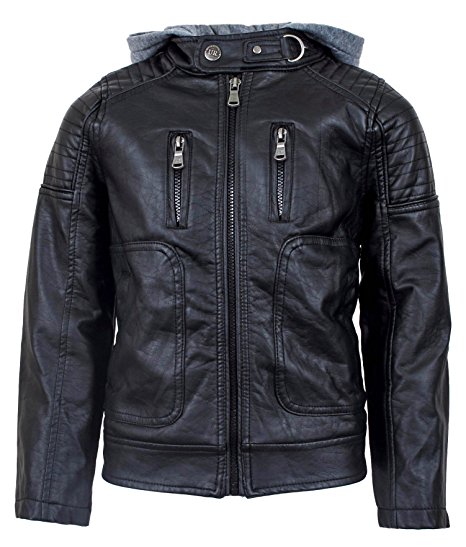 Urban Republic Boys' Faux Leather Moto Jacket With Zips