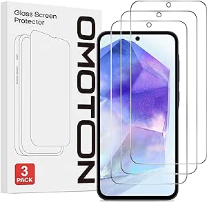 OMOTON für Samsung Galaxy A55 5G/A35 5G Panzer Schutz Glas, kompatibel mit Samsung Galaxy A55 5G/A35 5G Schutzfolie, Einfache Installation, 9H Härte, Anti-Kratzen, Anti-Bläschen, 3 Stück