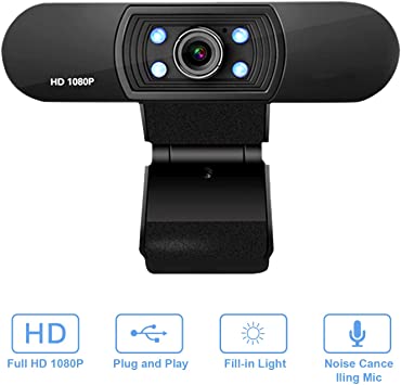 Full HD 1080P Webcam USB Webcam with Microphone Widescreen Video Calling and Recording Camera for Computer Laptop PC