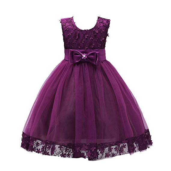 Weileenice 1-14 Years Big/Little Girl Flower Lace A-line Party Dresses