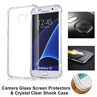 Galaxy S7 Edge Case With Camera Glass Screen Protector, Antsplustech [Drop Cushion][Crystal Clear][Anti-Scratches] Soft TPU Gel Premium Slim Rubber Protective Cover for Samsung Galaxy S7 Edge(Clear)