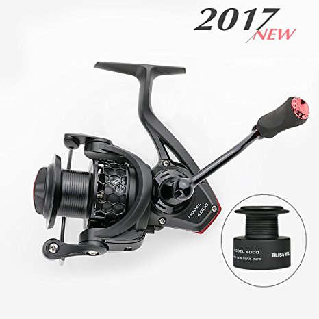 [2017 New] BLISSWILL Spinning reel Smooth 12 1BB Spinning Fishing Reel CNC Machined Carbon Fiber Drag Right/Left Retrieve Inshore Spin Reel for Saltwater and Freshwater