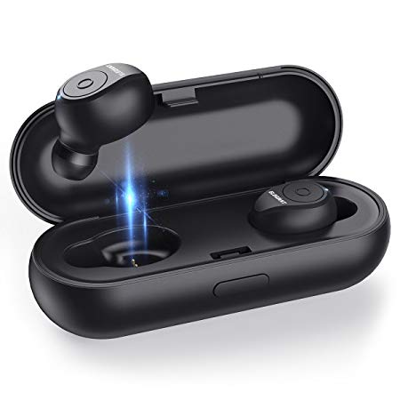 True Wireless Earbuds, ELEGIANT V4.2 TWS Mini Bluetooth Headphones Touch Control Stereo IPX5 Waterproof with Wireless Charging Station and Built-in Microphone Compatible with Most of Smart Phones