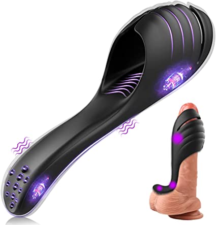 Male Vibrator, CHEVEN Adjustable Handheld Penis Vibrator Male Masturbators for Glans Testicle & Perineum Ejaculation with 2 Motors 9 Vibrations, Male Sex Toys for Men Prolong Endurance
